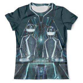 full_print_tee с принтом Daft Punk Design в Калуге, Футболка с нанесением полноцветного изображения по всей поверхности может быть выполнена в двух вариантах - ХЛОПОК и СИНТЕТИКА. | Хлопок - ткань из 100% хлопка высшего качества пенье.  <br>Синтетика - ткань с высоким содержанием синтетического волокна (до 80%).  Материал хорошо тянется, имеет приятную на ощупь фактуру | 