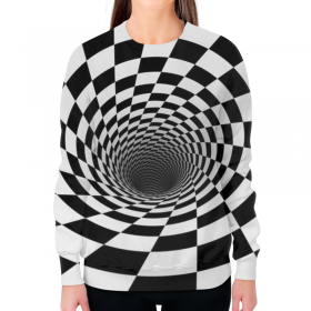 full_print_woman_sweatshirt с принтом ВОРОНКА ШАХМАТНАЯ. ЧЕРНОЕ И БЕЛОЕ. в Калуге,  |  | 