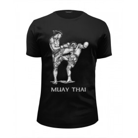 Мужская футболка Premium с принтом Muay Thai в Калуге, Белый, черный, серый меланж, голубой: 100% хлопок, плотность 160 гр. Остальные цвета: 92% хлопок, 8% лайкра, плотность 170-180гр. |  | 